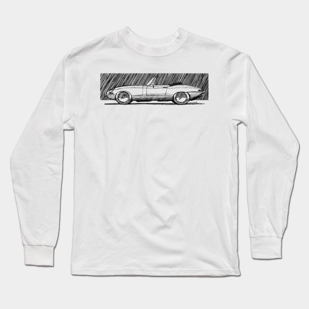 Sketchy drawing of the wonderful british classic roadster Long Sleeve T-Shirt by jaagdesign
